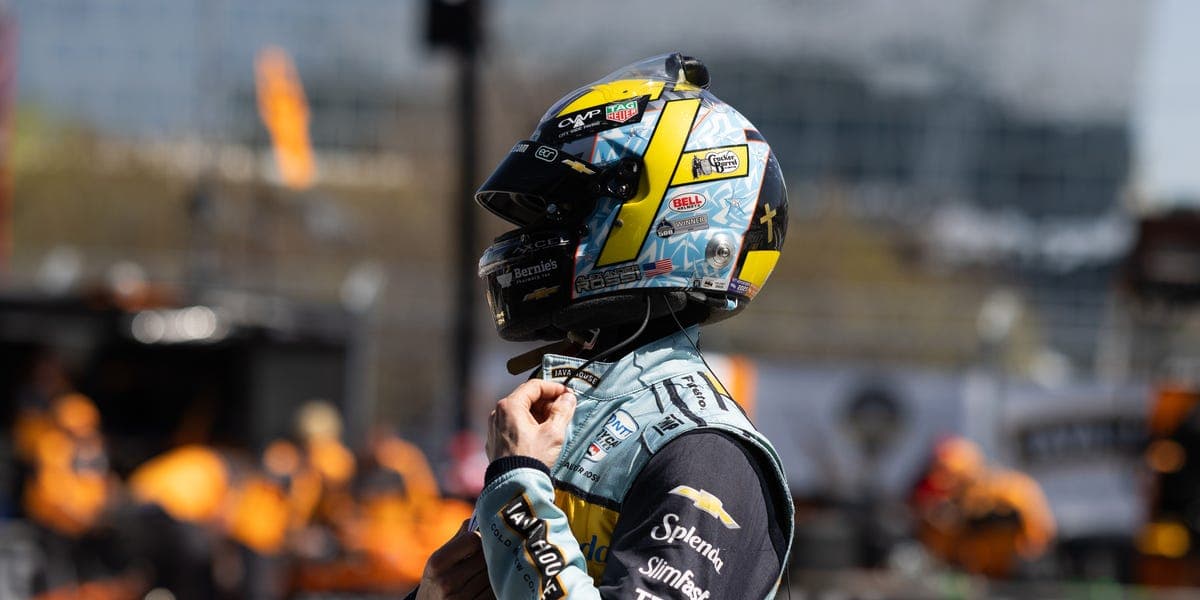 Alexander Rossi Exits Car onto Hot Track After INDYCAR Delayed Throwing a Full Course Caution