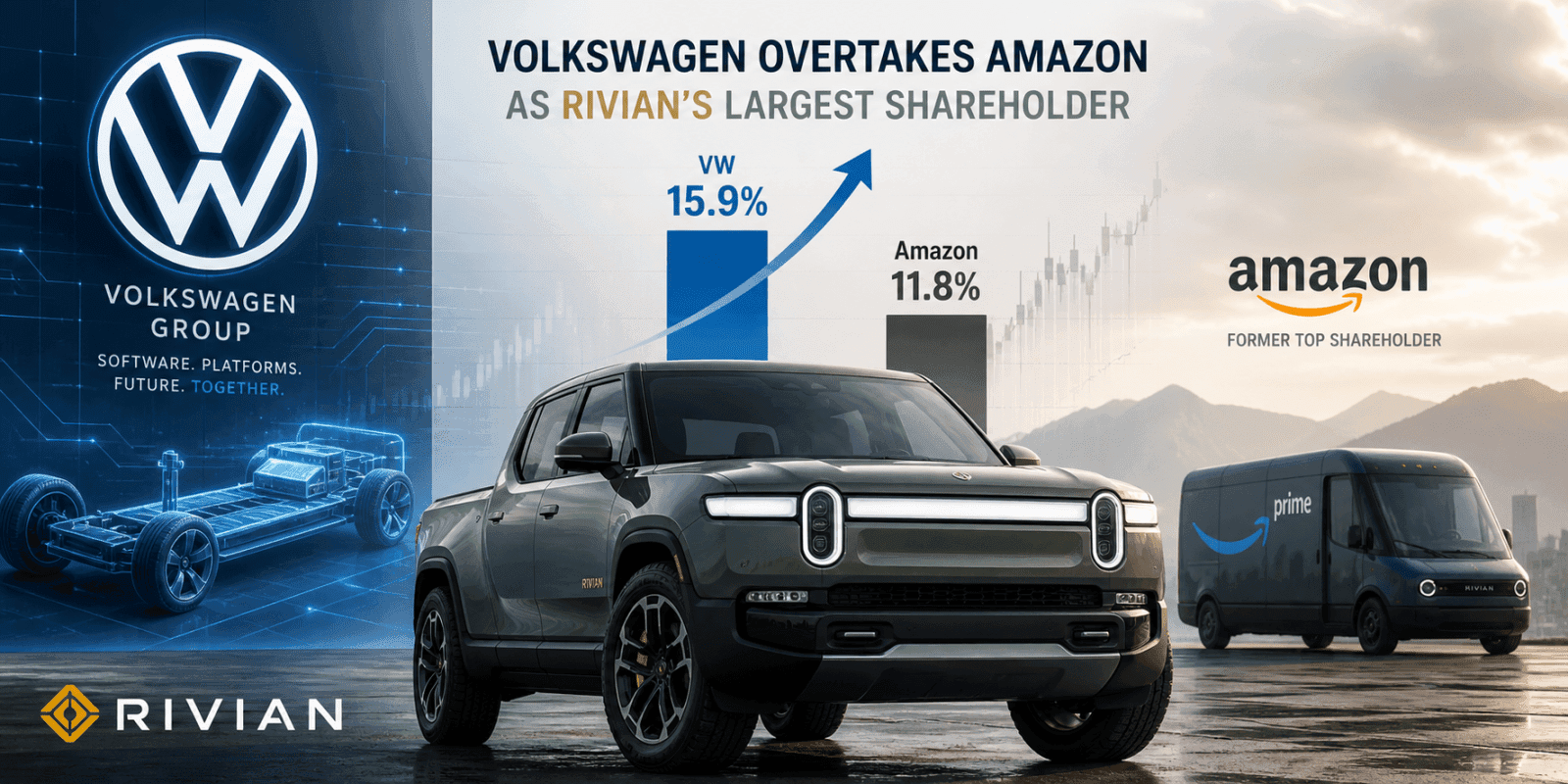 Volkswagen overtakes Amazon as Rivian’s (RIVN) largest shareholder with 15.9% stake